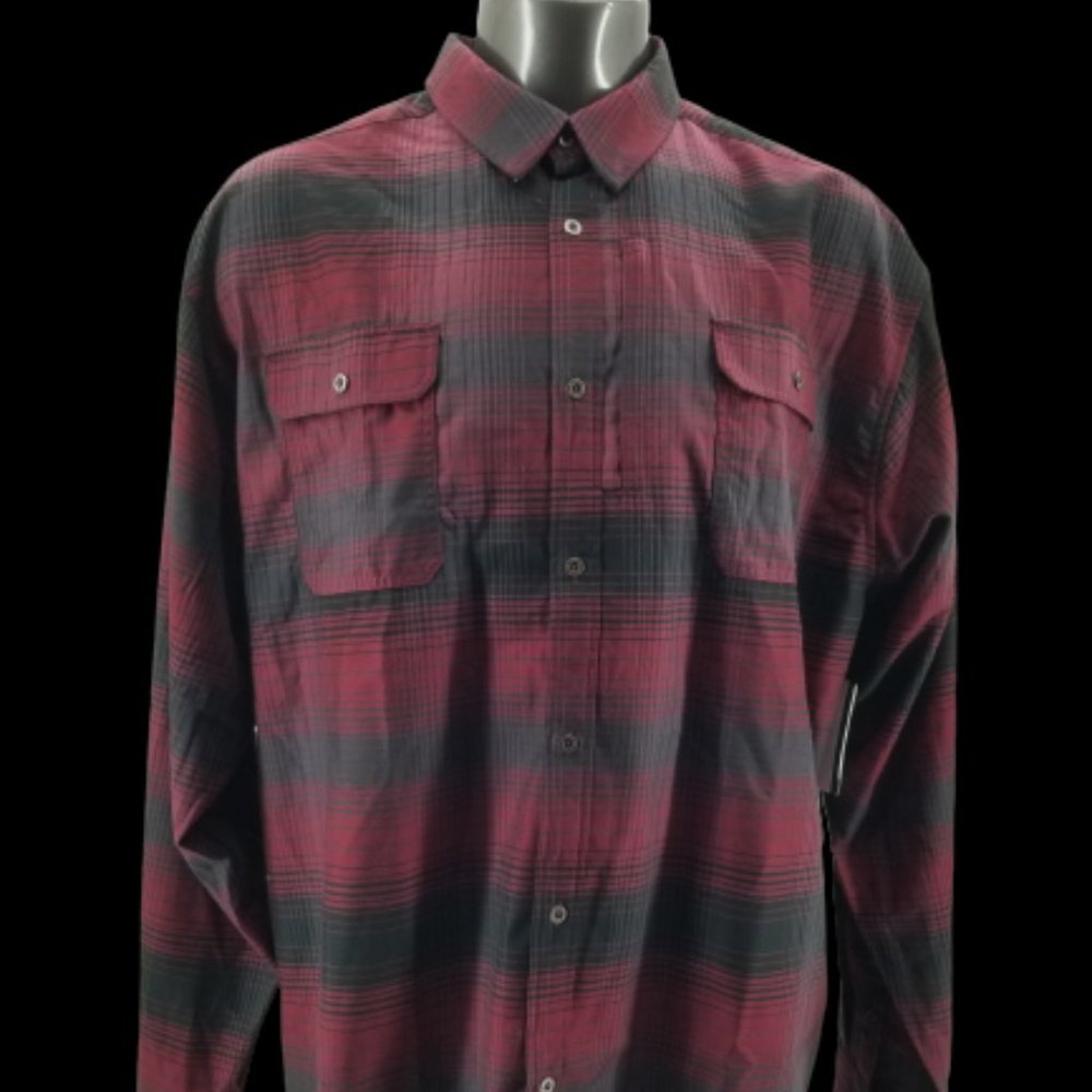 Key Imperial Mens Long Sleeve Buffalo Plaid  Metal Button Western Shirt 3XL